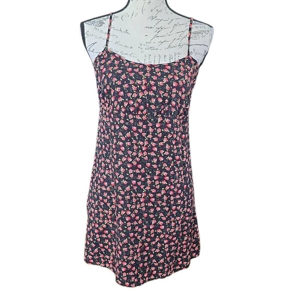 Wild Fable Women's Size XS Black Pink Floral Print  Soft Cami Dress